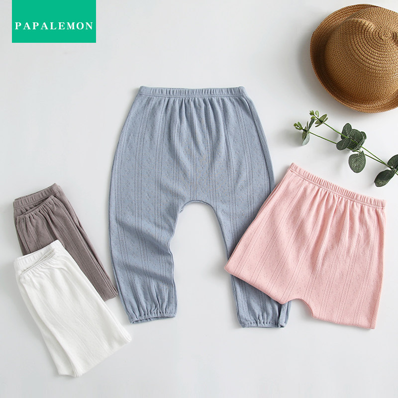 Baby Pants Pure Cotton Summer Jacquard Thin trousers large pp outer penetrating gas male and female newborn baby mosquito repellent