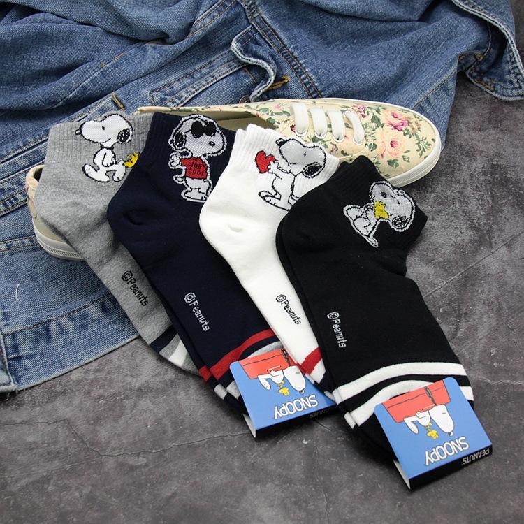 Snoopy Cute Cartoon 3D Socks Short Tube Socks Street Style Pure Cotton Korean Trendy Socks for Women Snoopy Clearance Low Price