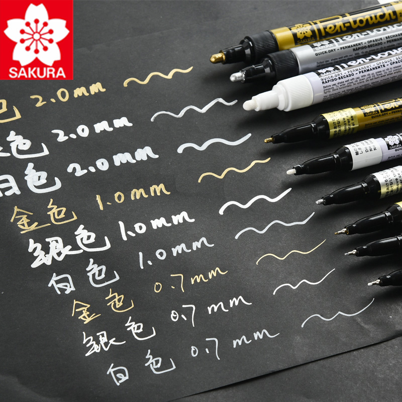 Japan cherry blossom 0 7mm1 0mm2 0mm paint pen high light sign to pen tonic lacquer pen signature pen gold silver color white color paint note pen