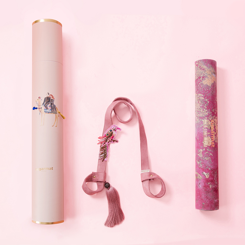 sugarmat 3mm suede non-slip sweat-absorbent yoga mat gift box special for girls with cushion strap storage rope