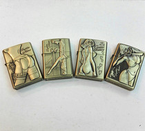 New personality men bronze wind kerosene lighter beautiful girl relief personality gift box T14