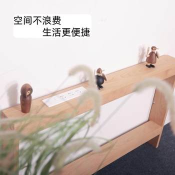 原木智工坊原木沙发后置物架长条窄边带插座收纳架墙边夹缝多功能