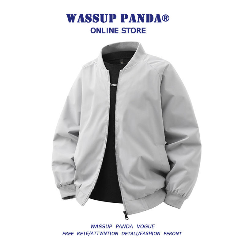 Wassup Panda Pilot Jacket Men's Spring and Autumn American Style Trendy Loose Casual Baseball Jacket Top Wassup Panda Pilot Jacket Men's Spring and Autumn American Style Trendy Loose Casual Baseball Jacket Top
