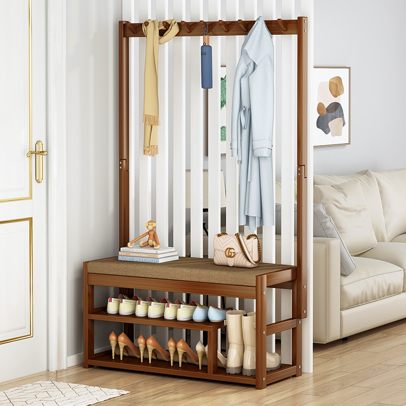 Shoes cabinet clothes hat rack integrated domestic door solid wood available for sitting change of shoes stool indoor bedroom good-looking simple shoe cabinet rack
