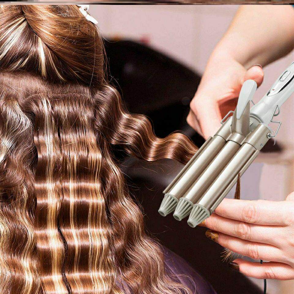 Lazy Curly Hair Artifact Egg Roll Stick Three Rolls Water Ripple Cake Roll Instant Noodle Roll Ladies Three Tube Curling Stick Egg Roll