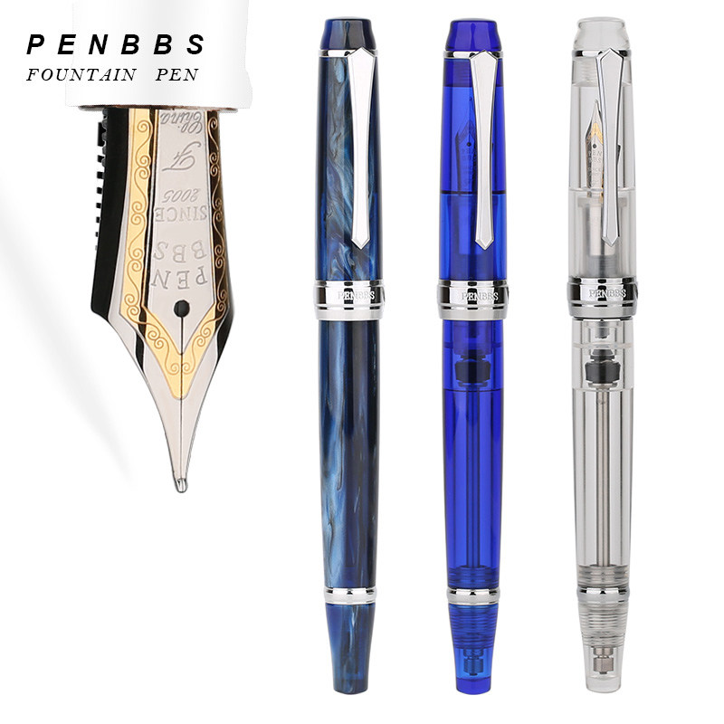 penbbs456 Type China Pen Forum Negative Pressure Fountain Pen Transparent Resin Bicolor Tip Pen Galaxy Cloud Knife Frontal Polished Adult Calligraphy Practicing Character Gift Boxed Pen