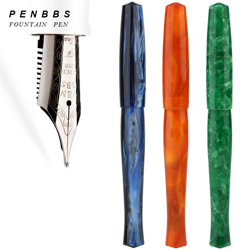 penbbs323 Fountain Pen China Pen China Pen Forum Acrylic color pen with big Ming pointed knife edge polished adult calligraphy practicing character gift box loading flow pattern curve pen body without pen clamp pen