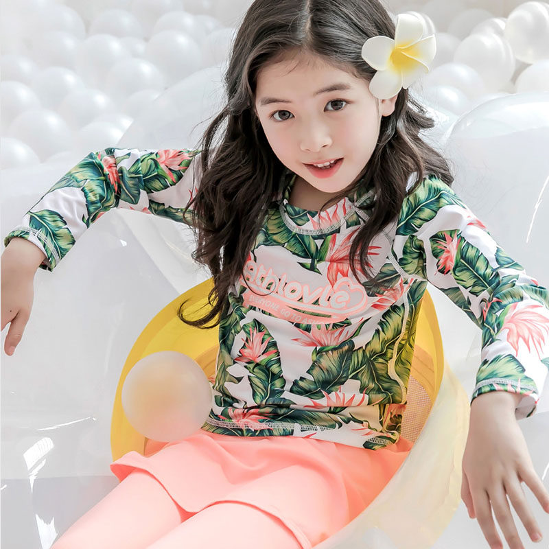 Girl's Swimsuit Long Sleeve Pants Skirt Sunscreen Suit Little Girl's Big Baby Swimsuit Jellyfish Wet Suit Children