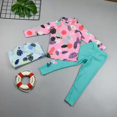 Boy long sleeve swimsuit boy middle child two-piece trousers diving suit girl sunscreen Korean children swimsuit student