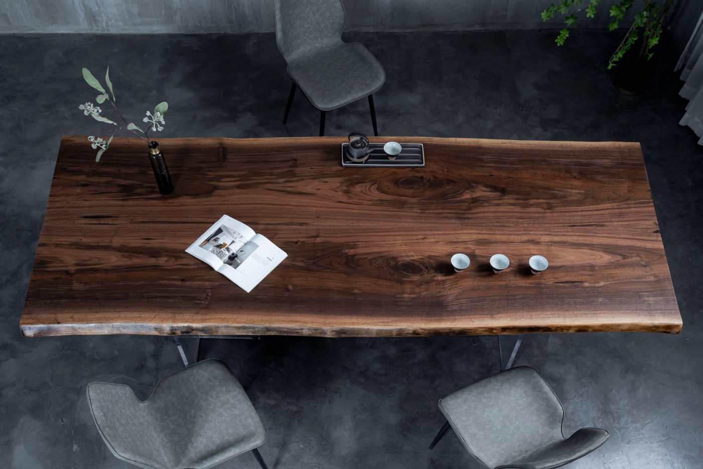 North American black walnut double spell Nordic modern minimalist dining table tea table desk 255*101 102 98*5 3