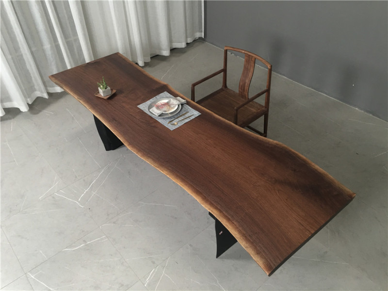 North American American black walnut solid wood large board log tea table dining table painting case desk whole board 201 5-74-71-