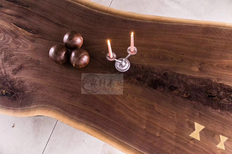 North American black walnut large board solid wood dining table natural edge Nordic e home disc coffee table Nordic minimalist desk