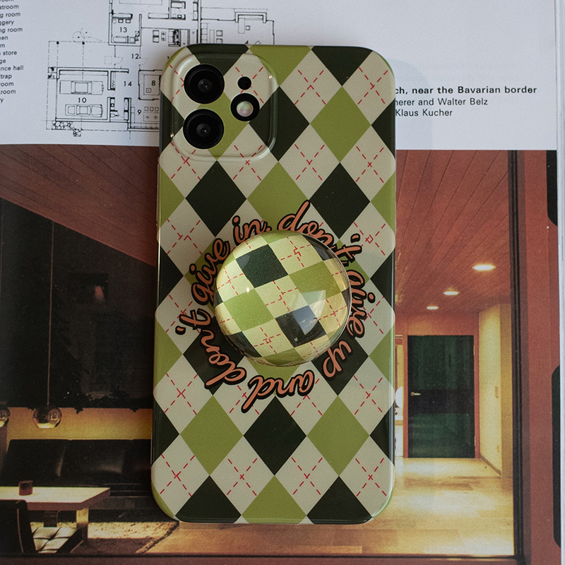 Shell test medieval green plaid suitable for iPhone13 mobile phone protection shell original 11 Apple 12promax Art xs