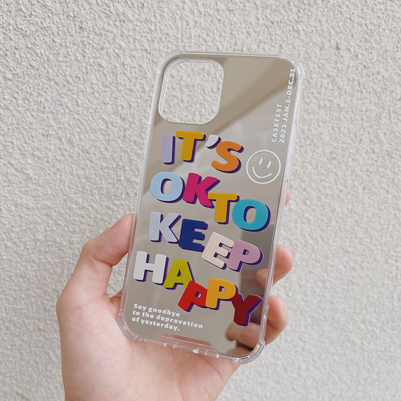 casetest stay happy for iPhone12promax mirror phone case xs apple 11 original xr 8