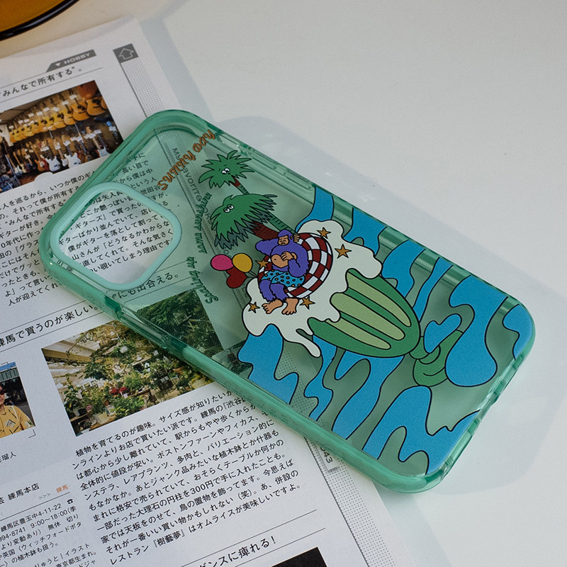 Shell test original pool orangutan cute application iphone11 mobile phone protective shell 12promax soft transparent green xs