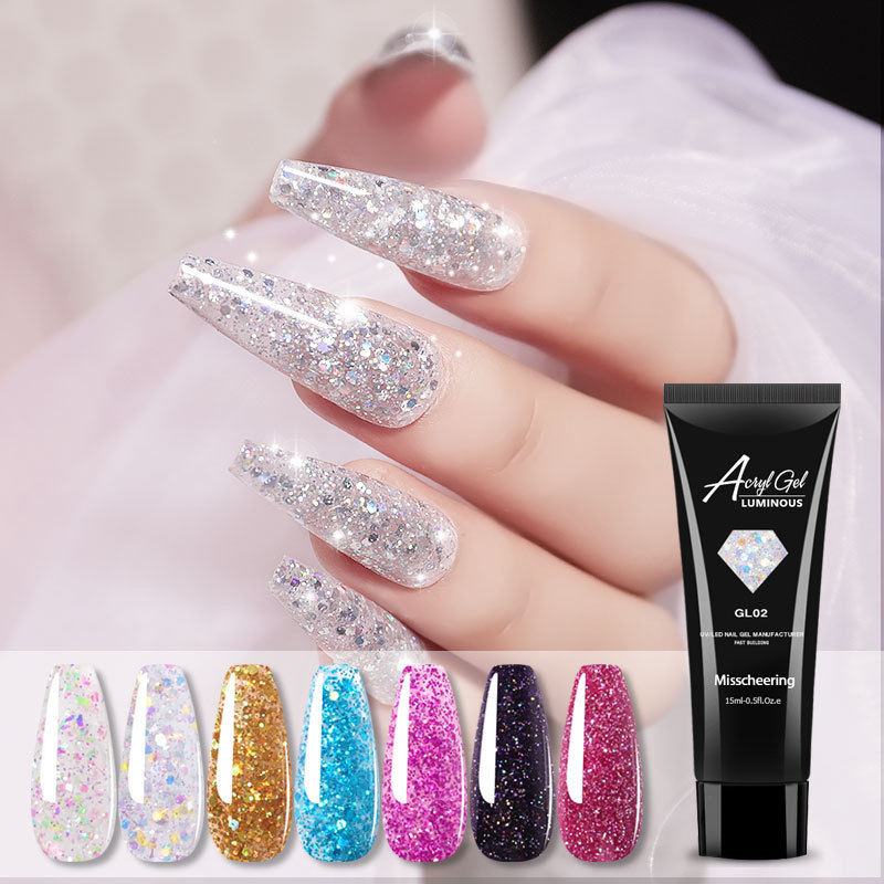 Painless Nail Quick Extension glue Plant light therapy nail oil glue Multicolored glitter Sequins Nail extension model glue