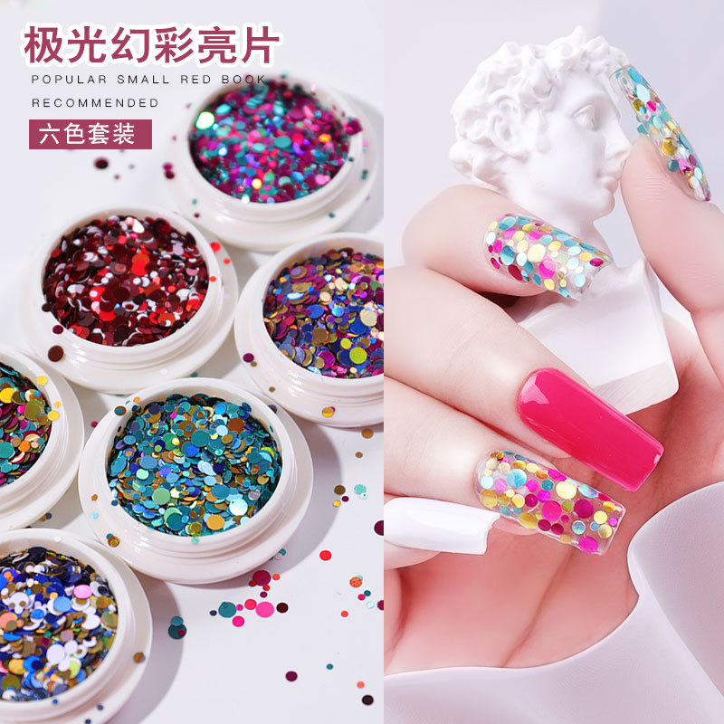 Blast manicure round sequin super-flash colorful size mixed color wave dot dot patch decal henna decoration