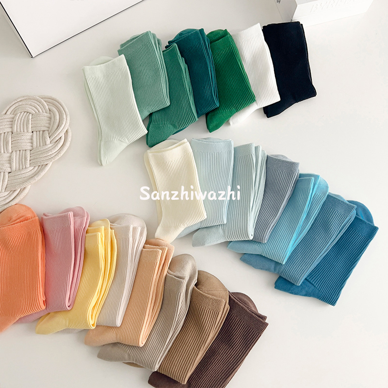 Women's Autumn and Winter Seamless Colorful Socks ins Trendy Pure Cotton Solid Color Versatile Slouch Socks Spring and Autumn Candy Color Mid-Calf Socks Women's Autumn and Winter Seamless Colorful Socks ins Trendy Pure Cotton Solid Color Versatile Slouch Socks Spring and Autumn Candy Color Mid-Calf Socks