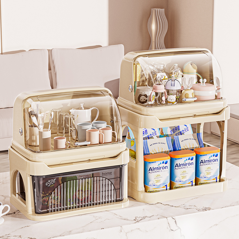 Cup Holder, Large-Capacity Desktop Double-Layer Draining Storage Rack, Water Cup Storage Cabinet with Cover, Dust-Proof Baby Bottle Storage Cabinet Cup Holder, Large-Capacity Desktop Double-Layer Draining Storage Rack, Water Cup Storage Cabinet with Cover, Dust-Proof Baby Bottle Storage Cabinet