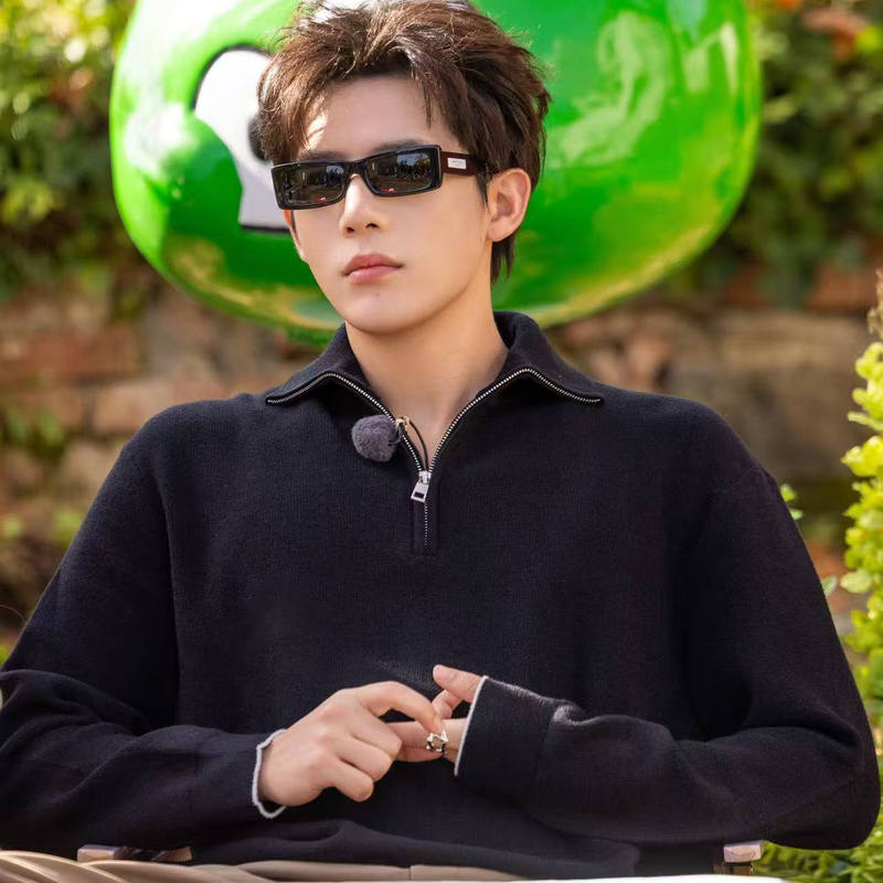 Set Off Now 3 Wang Anyu's Same Style Casual Loose Sweater Autumn and Winter Lapel Design Knitted Top for Men and Women