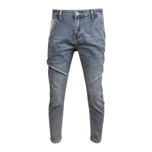 2024 New Jeans Men's Summer Thin Stretch Slim Pints ​​with Diagonal Pockets Trendy Korean Style Casual Nine-Point Pants