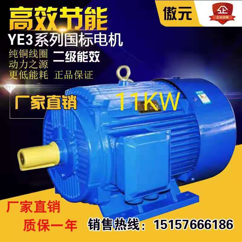 Three phase asynchronous motor YE3 series motor full copper national standard YE3-160M-4 pole 11KW motor 380V