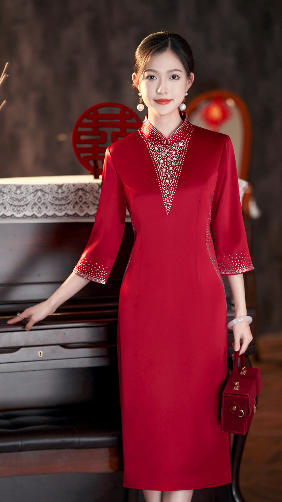  L+Burgundy, mid length, long sleeve   - $52.17 