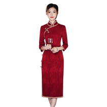 51 Happy Mother-In-Law Wedding Banquet Dress 2024 New Red Qipao Spring Autumn Bridal Mother Gown Noble High-end Atmosphere