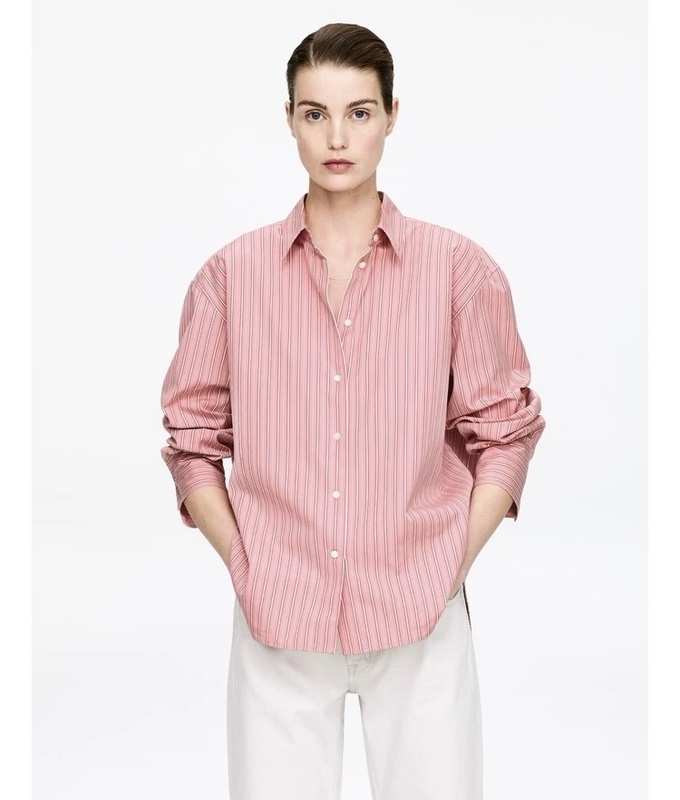 Ar*K Women's Pure Cotton Striped Long-Sleeve Shirt, Old Money Style, Fashionable Top, Pink, New Spring Model 1328565001