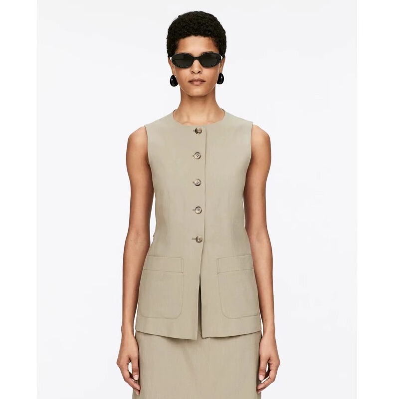 Ark Women's Clothing Cotton and Linen Blend Old Money Style Suit Vest Brown 2025 Summer New Model 1273612001 Ark Women's Clothing Cotton and Linen Blend Old Money Style Suit Vest Brown 2025 Summer New Model 1273612001