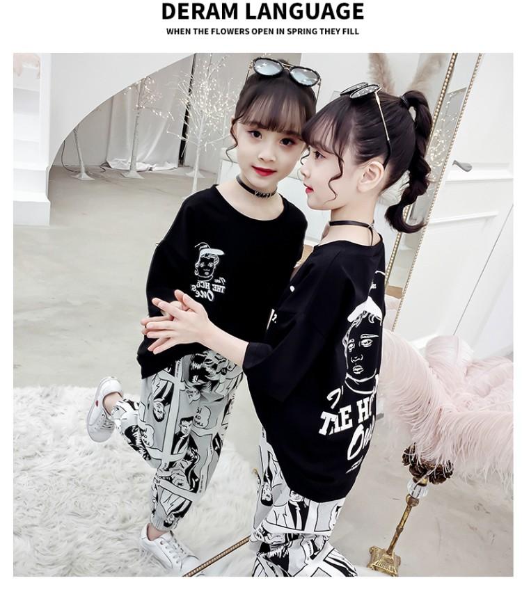 Quần áo trẻ em gái béo thời trang bé phiên bản Hàn Quốc của bộ đồ hai dây rộng bé gái siêu yang hè hợp mốt - Phù hợp với trẻ em quần legging bé gái