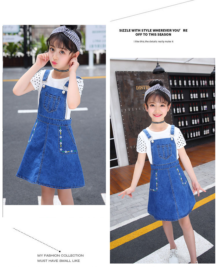 Váy quây denim cho bé gái hai mảnh 2018 mới xuân hè dành cho trẻ em Phiên bản Hàn Quốc của váy đầm quây đại dương cho bé - Váy váy len bé gái