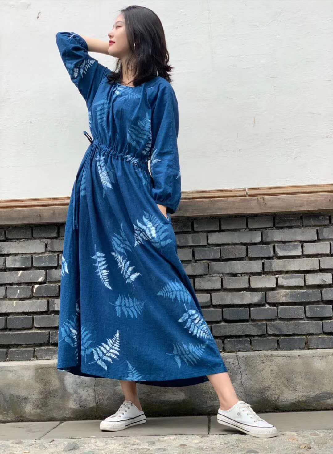 Xiran plant dye Plant dye Blue dye fern sketch fabric can be DIY handmade 