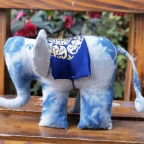 ten Zhan Botanical Dye Blue Dye Zstained Small Elephant Doll Fabric Puppet Pure Handmade 
