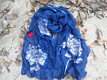 Grass-dyed mulberry silk Batik scarf Handmade Natural plant dyeing Special offer