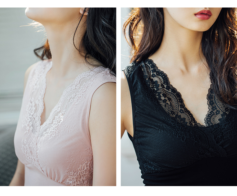 Mùa đông mới dày cộng với nhung dày đồ lót nữ một ly không tay áo vest ren áo thun ba lỗ nam