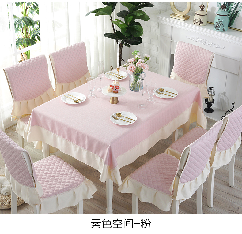 Ghế ăn đệm hình chữ nhật tròn nhà ăn bàn ghế bao gồm tối giản hiện đại - Khăn trải bàn khăn trải bàn trắng