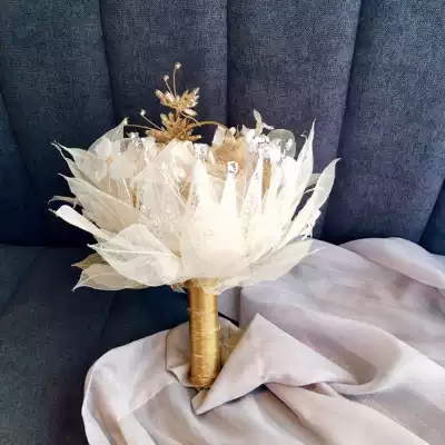 Hand bouquet Bride wedding high-end Korean wedding custom handmade champagne color immortal flower simulation bride hand bouquet