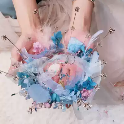 High-end Korean theme wedding handmade custom simulation eternal flower bride wedding ring trust