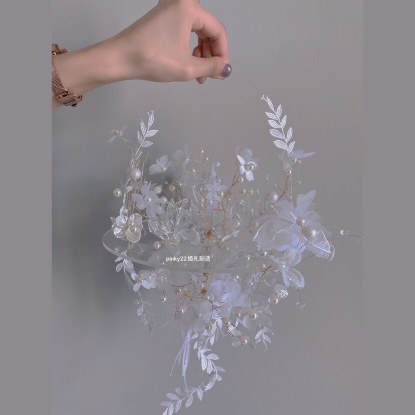 Bride's handmade bouquet custom hand carry flower wedding DIY white