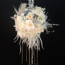 Net red wedding high-end Korean wedding custom hand-held bouquet Bride wedding Champagne color immortal hand stick flower