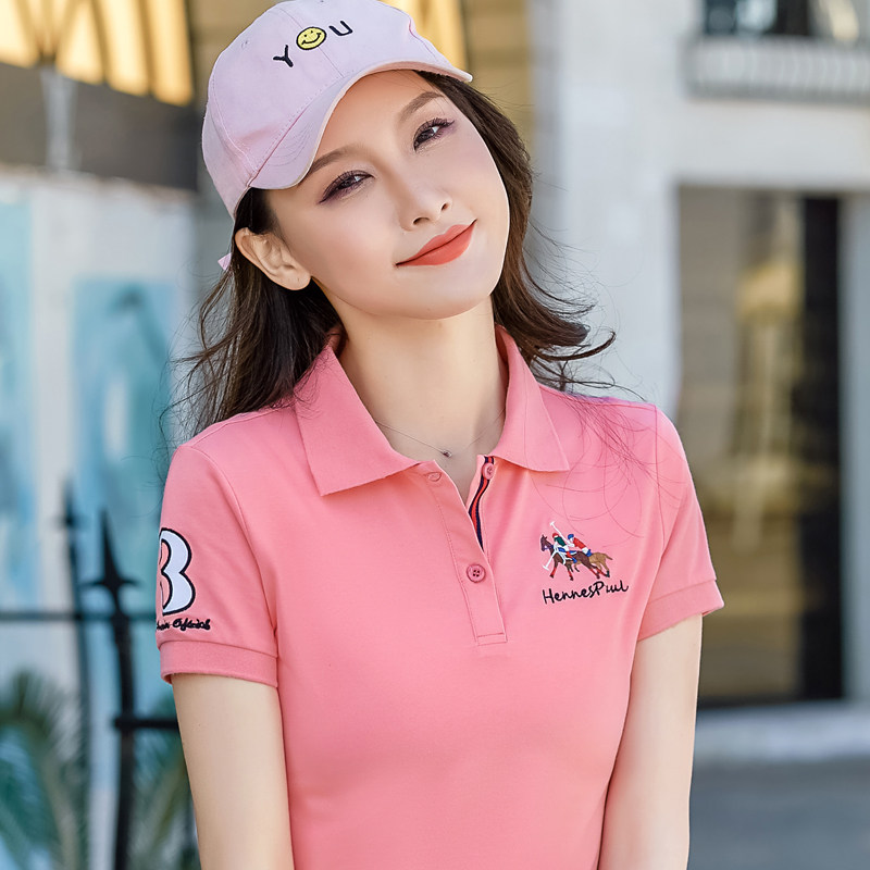 Europe lapel polo shirt women's summer 2022 new trendy loose sport embroidery letter short sleeve white T-shirt
