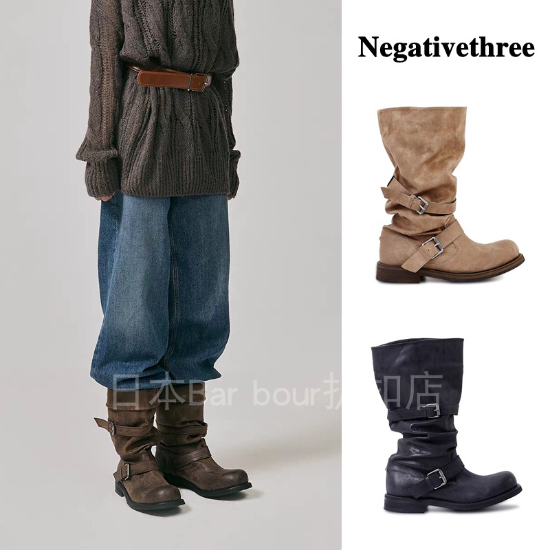 《Korean Discount》Negativethree Boots Same Style as Zhang Yuanying with Belt Buckle Mid-Calf Boots Knight Boots Nt3 《Korean Discount》Negativethree Boots Same Style as Zhang Yuanying with Belt Buckle Mid-Calf Boots Knight Boots Nt3