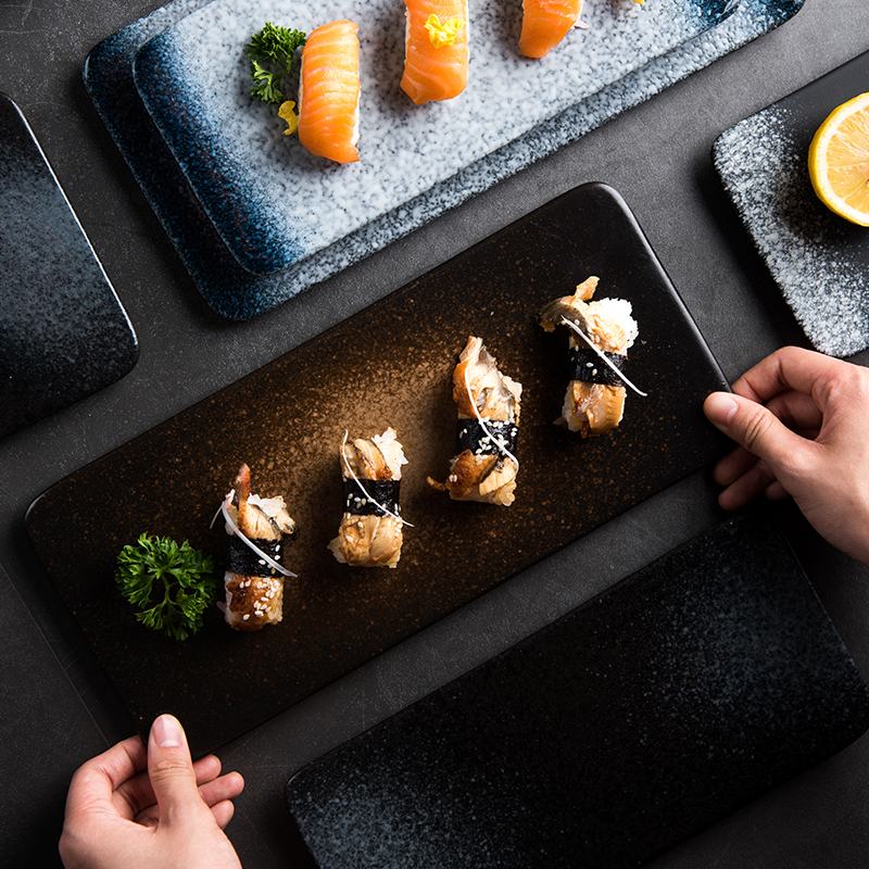 Sushi pan Home Ceramic Western Dining Tray Creative Rectangular Dish Day Style Saucer Dish Cutlery Big Snack Dish