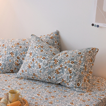  100% cotton knitted cotton pillowcase cartoon small fresh pastoral floral pure cotton Tianzhu cotton single pillow core cover 48*74