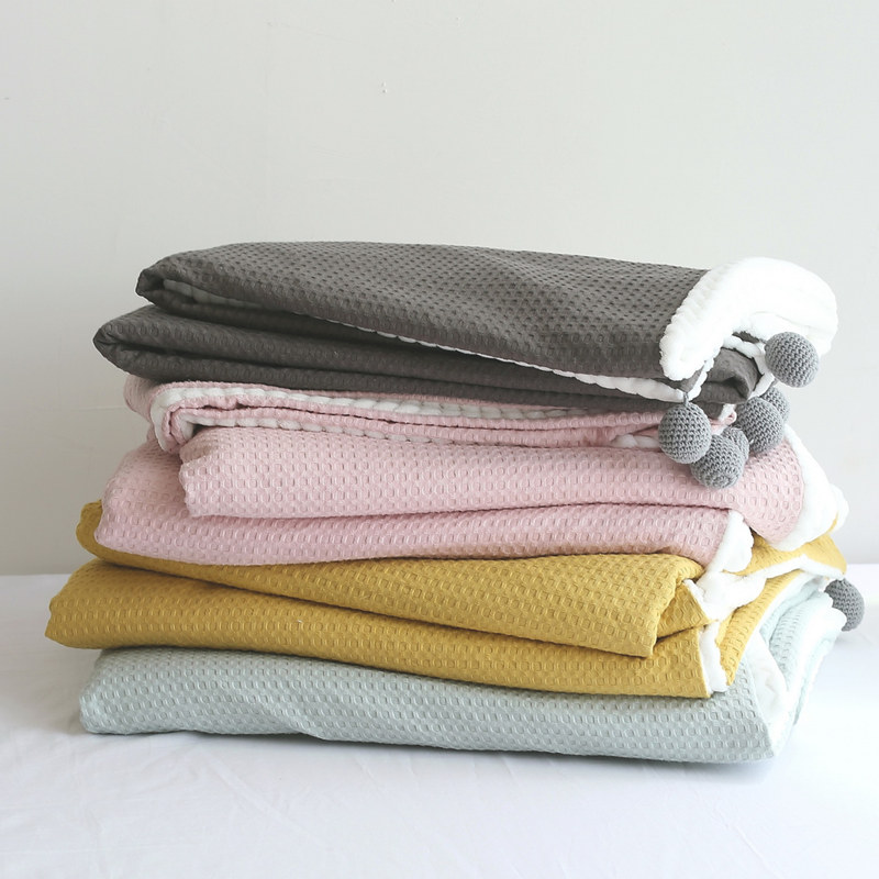 ins wind all cotton waffles gaffle fluff blanket handball polo ball girl hearts sofa cover blanket office car blanket