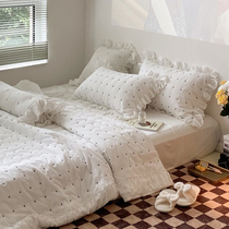  60 pieces of cotton washed cotton four-piece set of stars embroidered pleated Princess style quilted quilt cover Sheets Bedding