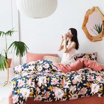 Autumn new simple Nordic print polished cotton four-piece hipster brushed cotton bedding