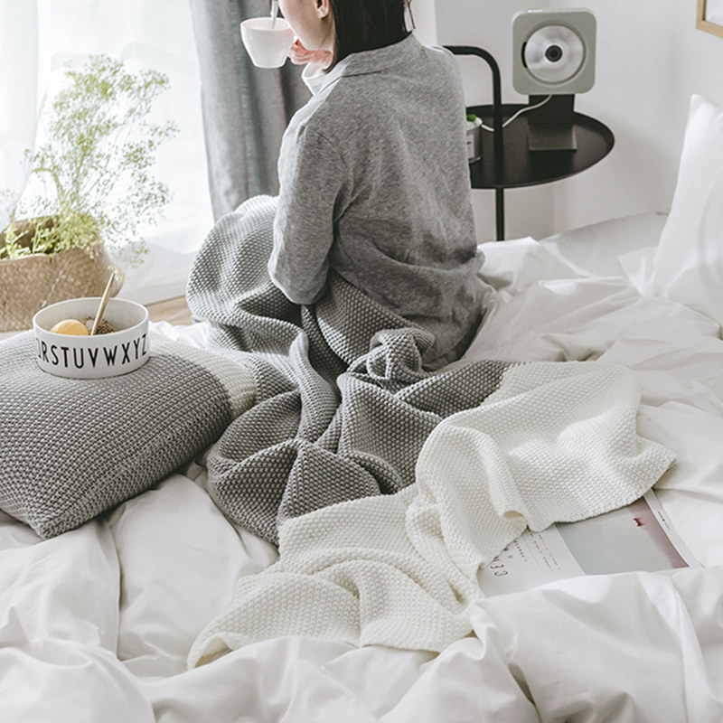 Brief Nordic Wind Knit Wool Blanket Decoration Photo Props Afternoon Nap Couch Cover Blanket Car Small Blankets