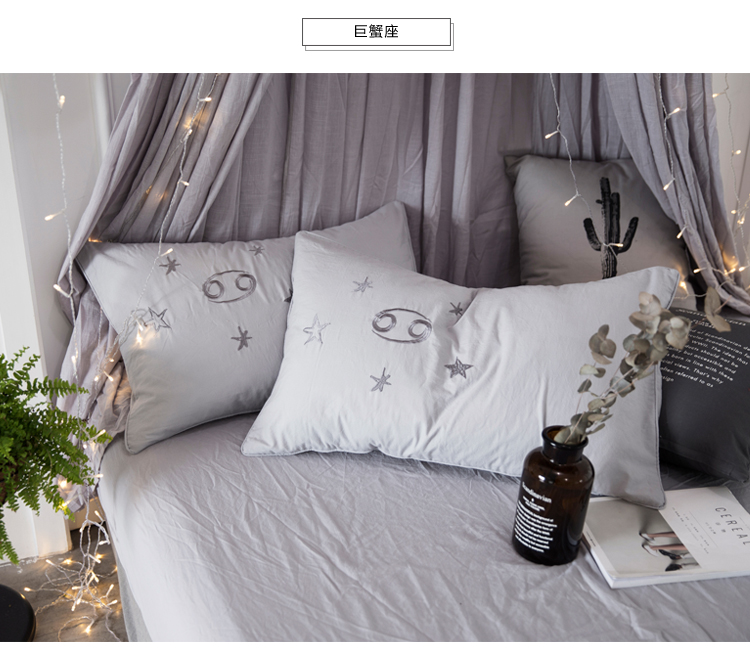 Bông đơn giản giặt bông gối Bắc Âu thêu chòm bông Bông gối đơn 48 * 74cm gối lông vũ